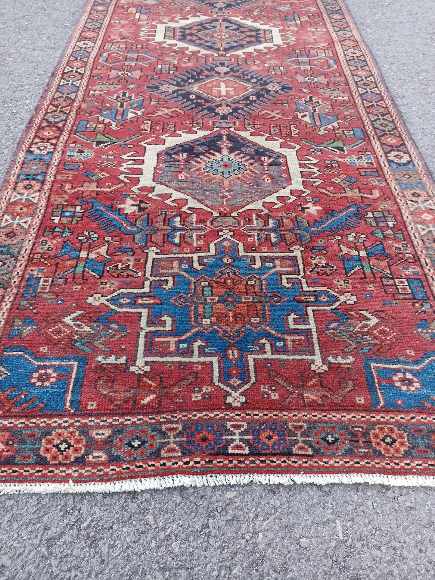 Vintage Wool Runner Rug 3x14 | Turkish Heriz Karajah Hallway Carpet