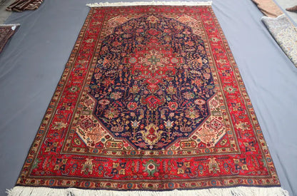 7x10 Antique Serapi Heriz Rug | Hand Knotted Oriental Wool Area Rug | Tribal Medallion Carpet