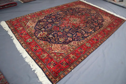 7x10 Antique Serapi Heriz Rug | Hand Knotted Oriental Wool Area Rug | Tribal Medallion Carpet