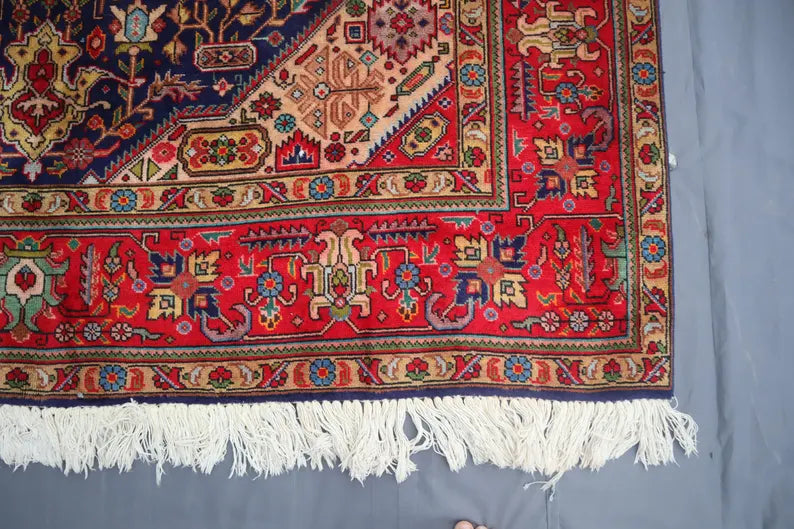 7x10 Antique Serapi Heriz Rug | Hand Knotted Oriental Wool Area Rug | Tribal Medallion Carpet