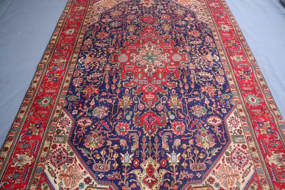 7x10 Antique Serapi Heriz Rug | Hand Knotted Oriental Wool Area Rug | Tribal Medallion Carpet