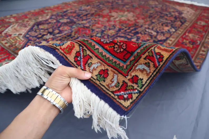 7x10 Antique Serapi Heriz Rug | Hand Knotted Oriental Wool Area Rug | Tribal Medallion Carpet