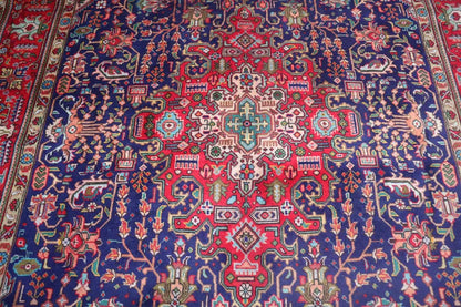 7x10 Antique Serapi Heriz Rug | Hand Knotted Oriental Wool Area Rug | Tribal Medallion Carpet