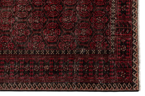 4x7 Vintage Turkish Oushak Rug | Handmade Anatolian Wool Area Rug | Red Antique Carpet