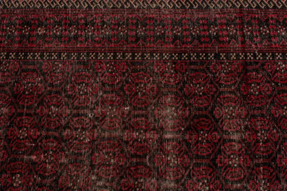4x7 Vintage Turkish Oushak Rug | Handmade Anatolian Wool Area Rug | Red Antique Carpet