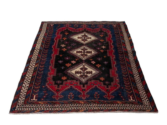 5x7 Vintage Anatolian Rug | Handwoven Turkish Wool Area Rug | Colorful Tribal Carpet