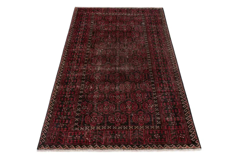4x7 Vintage Turkish Oushak Rug | Handmade Anatolian Wool Area Rug | Red Antique Carpet