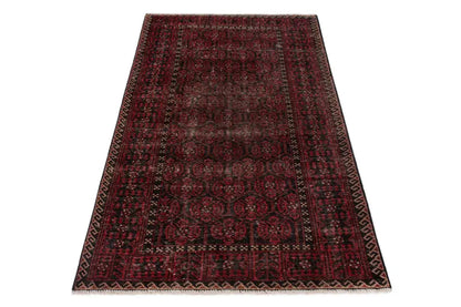 4x7 Vintage Turkish Oushak Rug | Handmade Anatolian Wool Area Rug | Red Antique Carpet