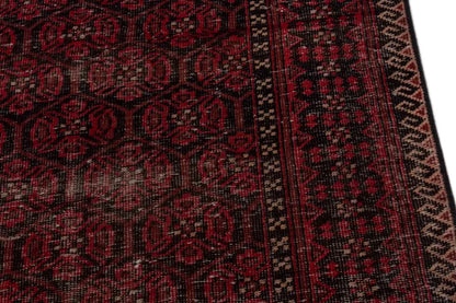 4x7 Vintage Turkish Oushak Rug | Handmade Anatolian Wool Area Rug | Red Antique Carpet