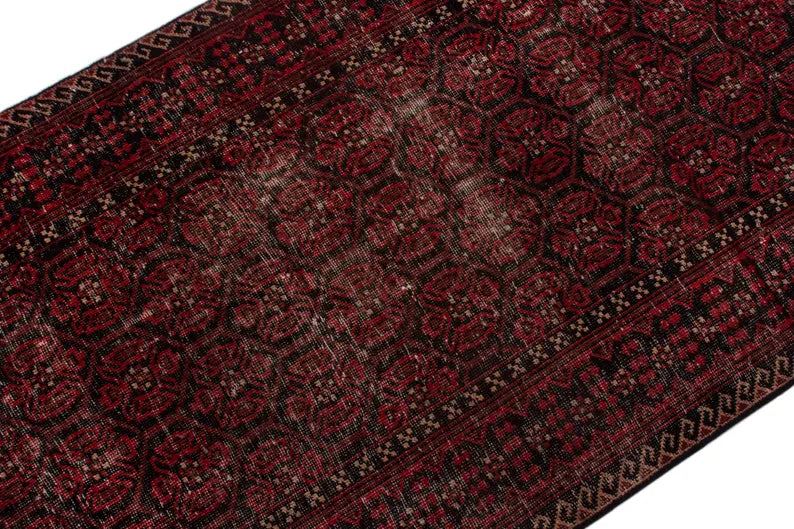 4x7 Vintage Turkish Oushak Rug | Handmade Anatolian Wool Area Rug | Red Antique Carpet