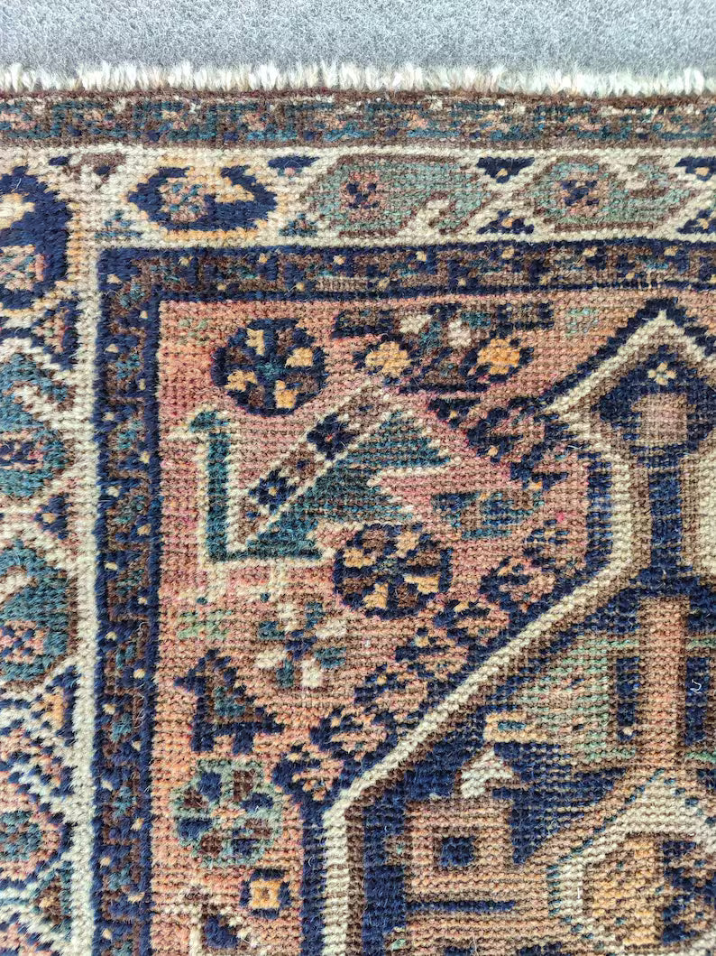 3x4 Persian Shiraz Rug | Hand Knotted Wool Rug | Antique Navy Oriental Carpet