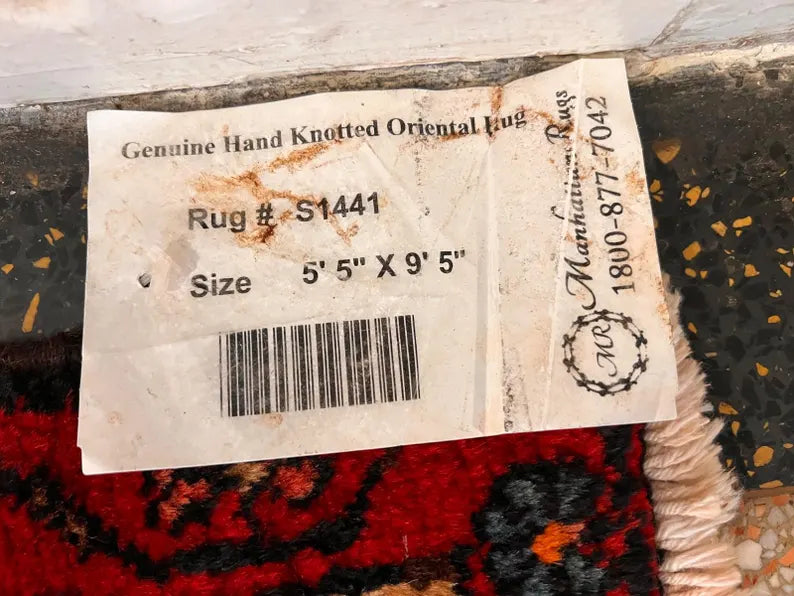 5.5x9.5 Persian Nahavand Rug | Hand Knotted Wool Area Rug | Colorful Folk Art Carpet
