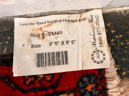 5.5x9.5 Persian Nahavand Rug | Hand Knotted Wool Area Rug | Colorful Folk Art Carpet