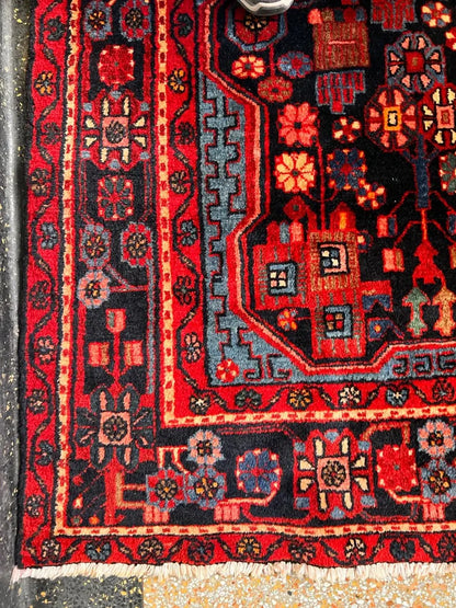5.5x9.5 Persian Nahavand Rug | Hand Knotted Wool Area Rug | Colorful Folk Art Carpet
